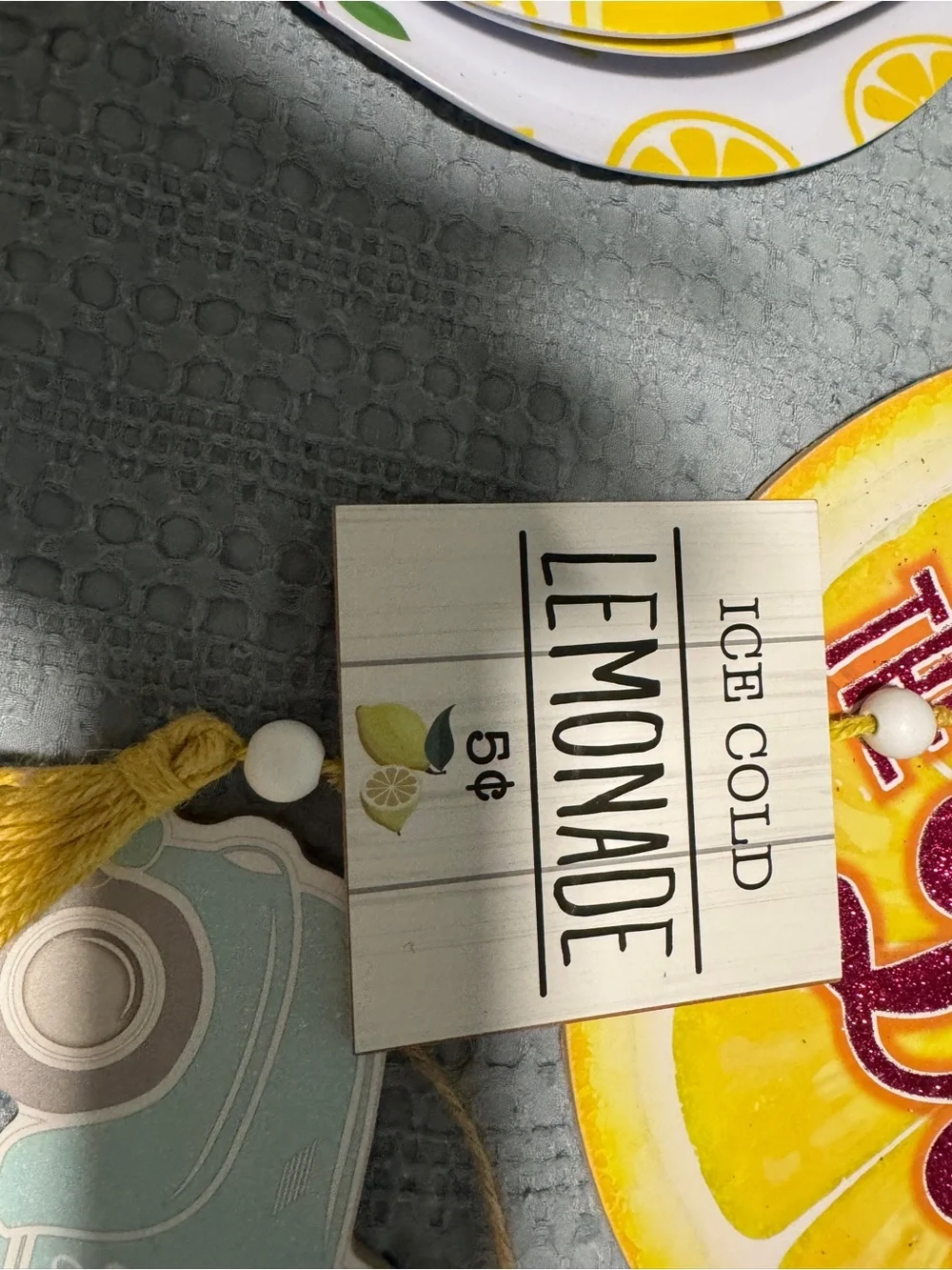 Wood Frame Lemon Squeeze Wall Sign - White and Yellow